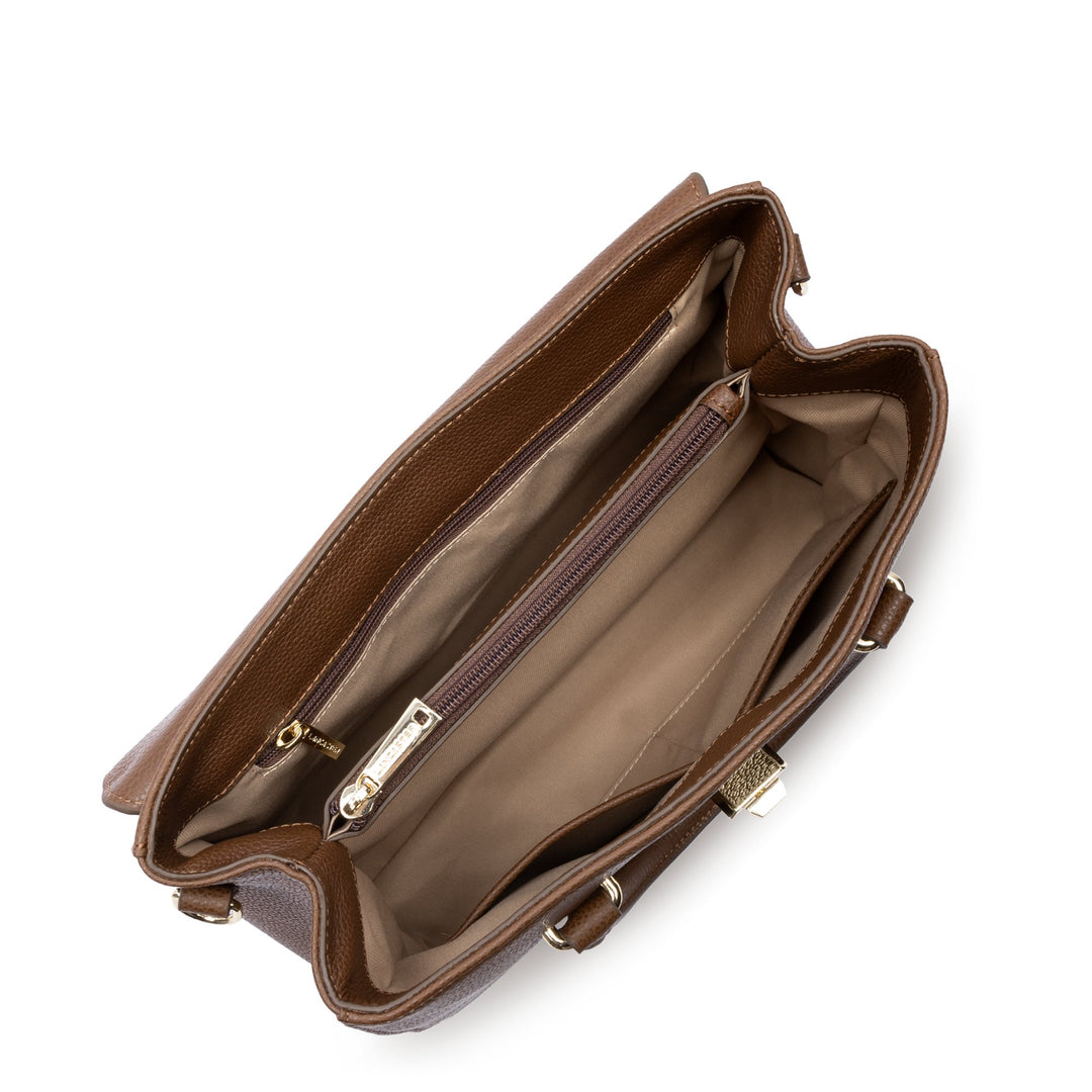 Lancaster Milano Cosmos 547-56 Chestnut Flap Handbag with Clasp M