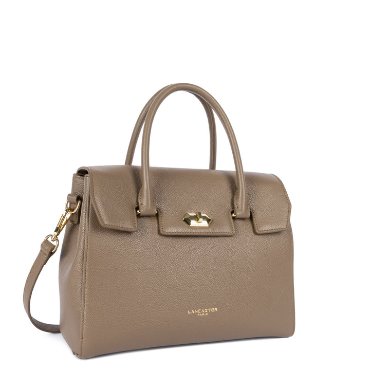 Lancaster Handväska med lock och lås M Milano Cosmos 547-56 Mörk Sand