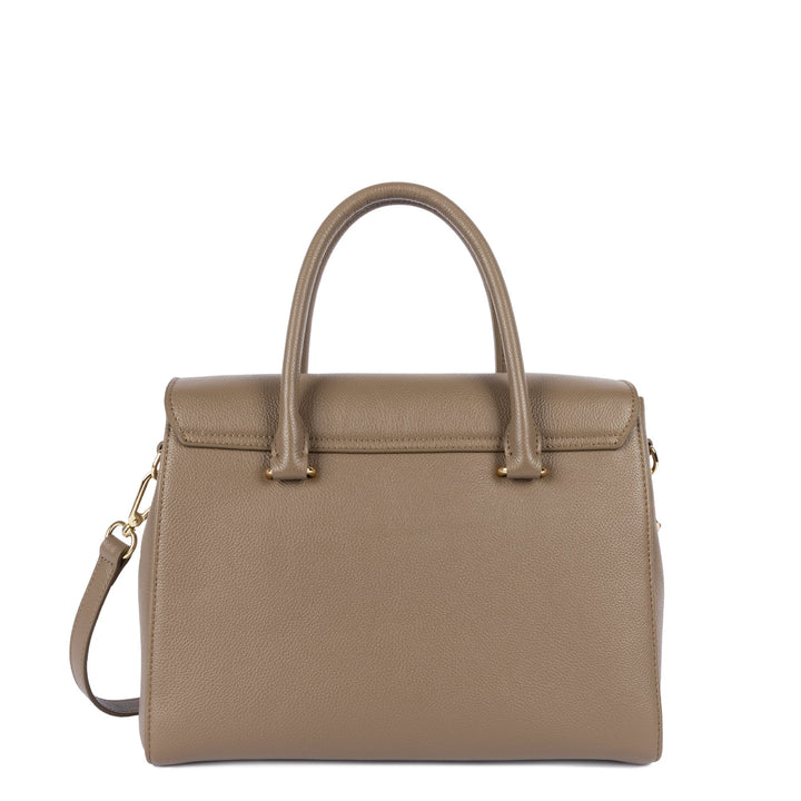 Lancaster Handväska med lock och lås M Milano Cosmos 547-56 Mörk Sand