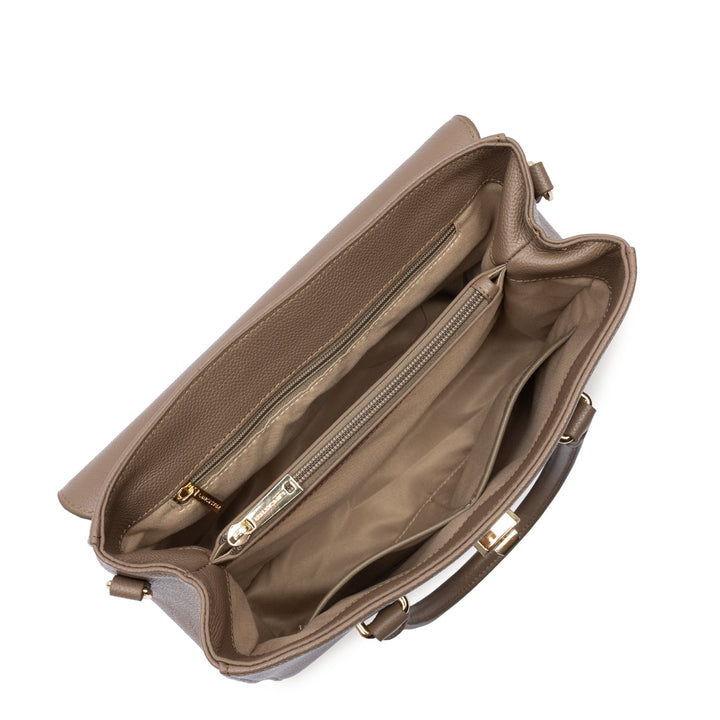 Lancaster Handväska med lock och lås M Milano Cosmos 547-56 Mörk Sand