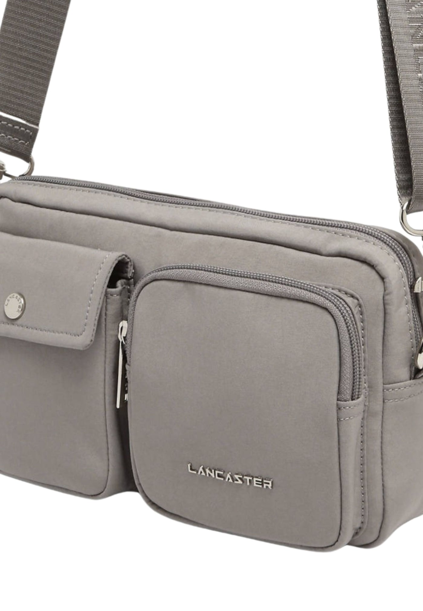 Lancaster Schoudertas met rits Basic Pocket 510-91 Donker Kiezel