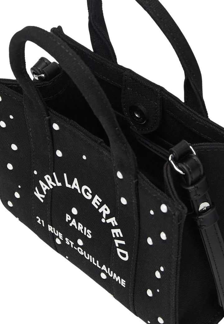 Karl Lagerfeld Cabas Carré Perles Mini Coton Noir