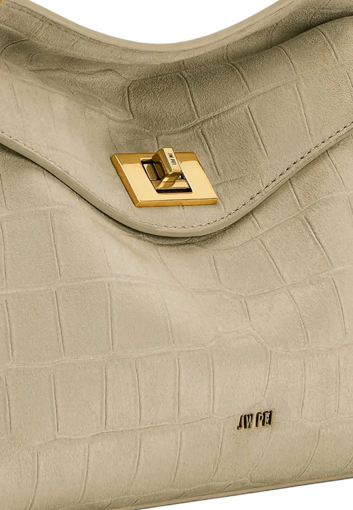 JW PEI Sac à main Lucia Croco Faux Suede Light Beige