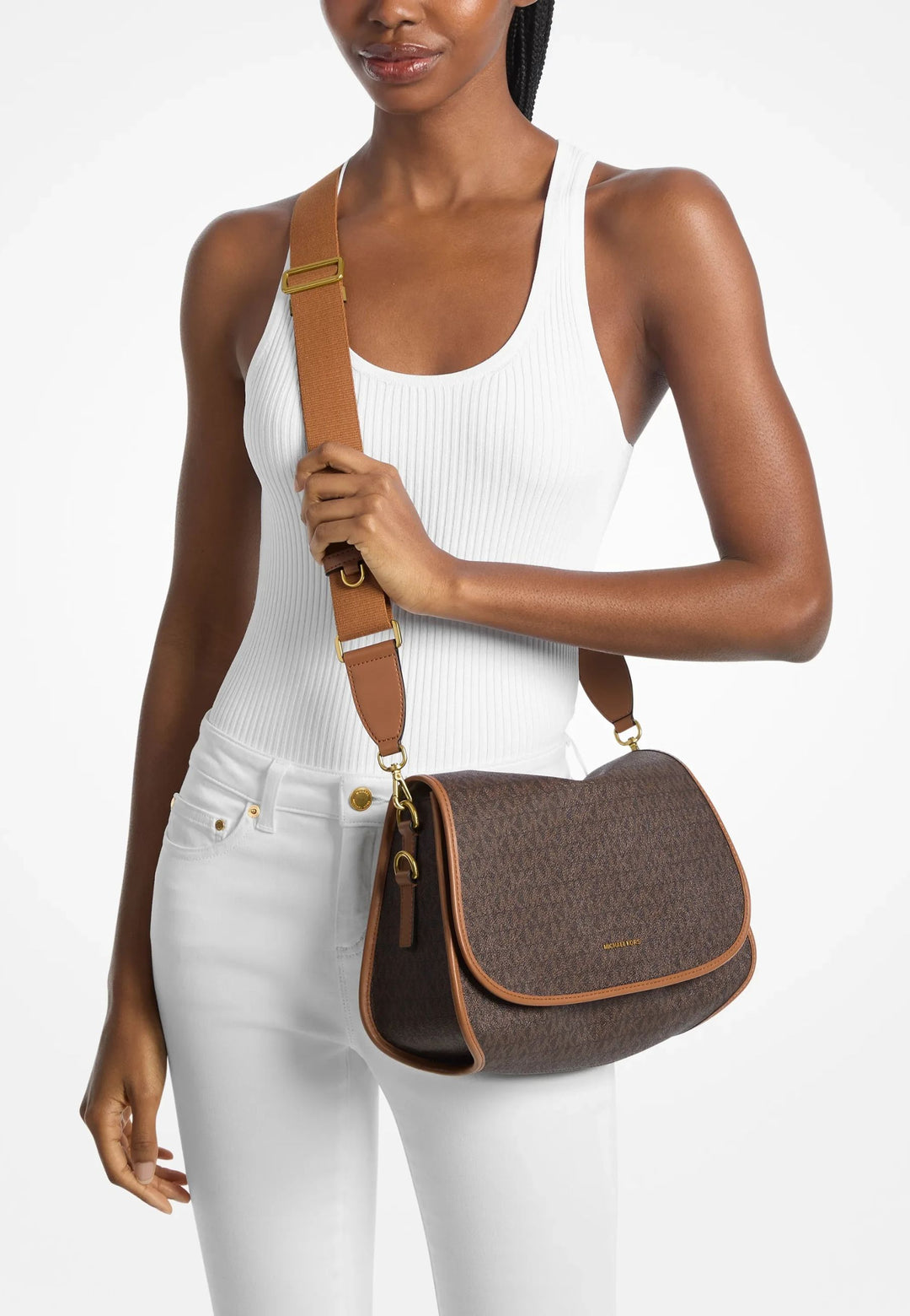 Michael Kors Besace convertible Holmes Marron Logo Signature