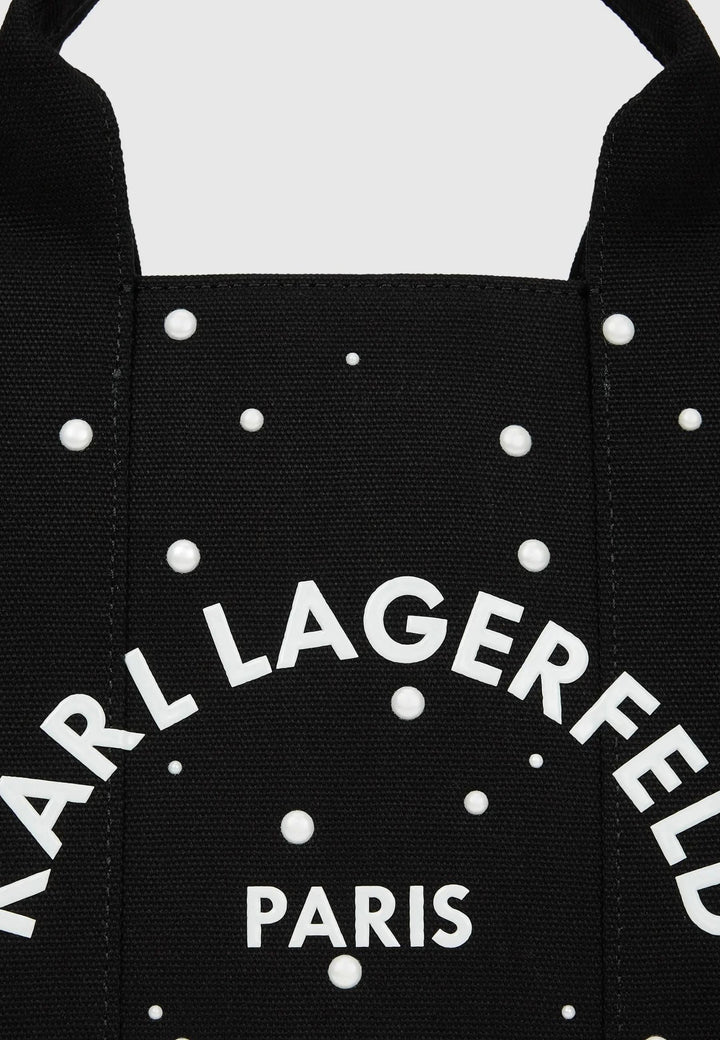 Karl Lagerfeld Cabas Carré Perles Coton Noir