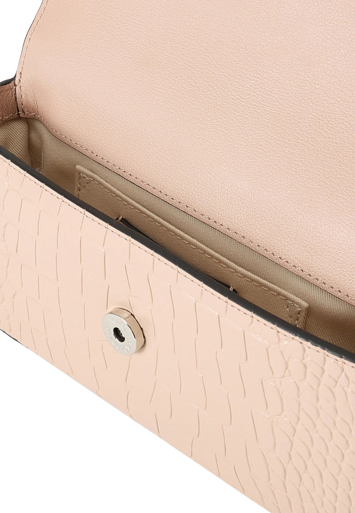 Karl Lagerfeld Sac Bandoulière Signature 2.0 Croco Cuir Rose Nude