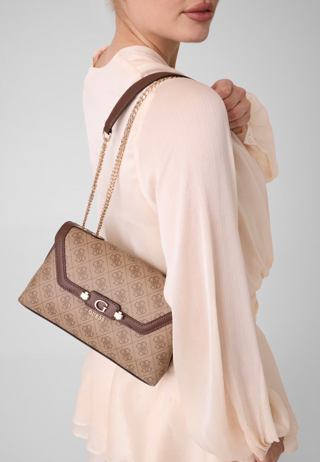 Guess Borsa con patta Lindsey Logo Latte