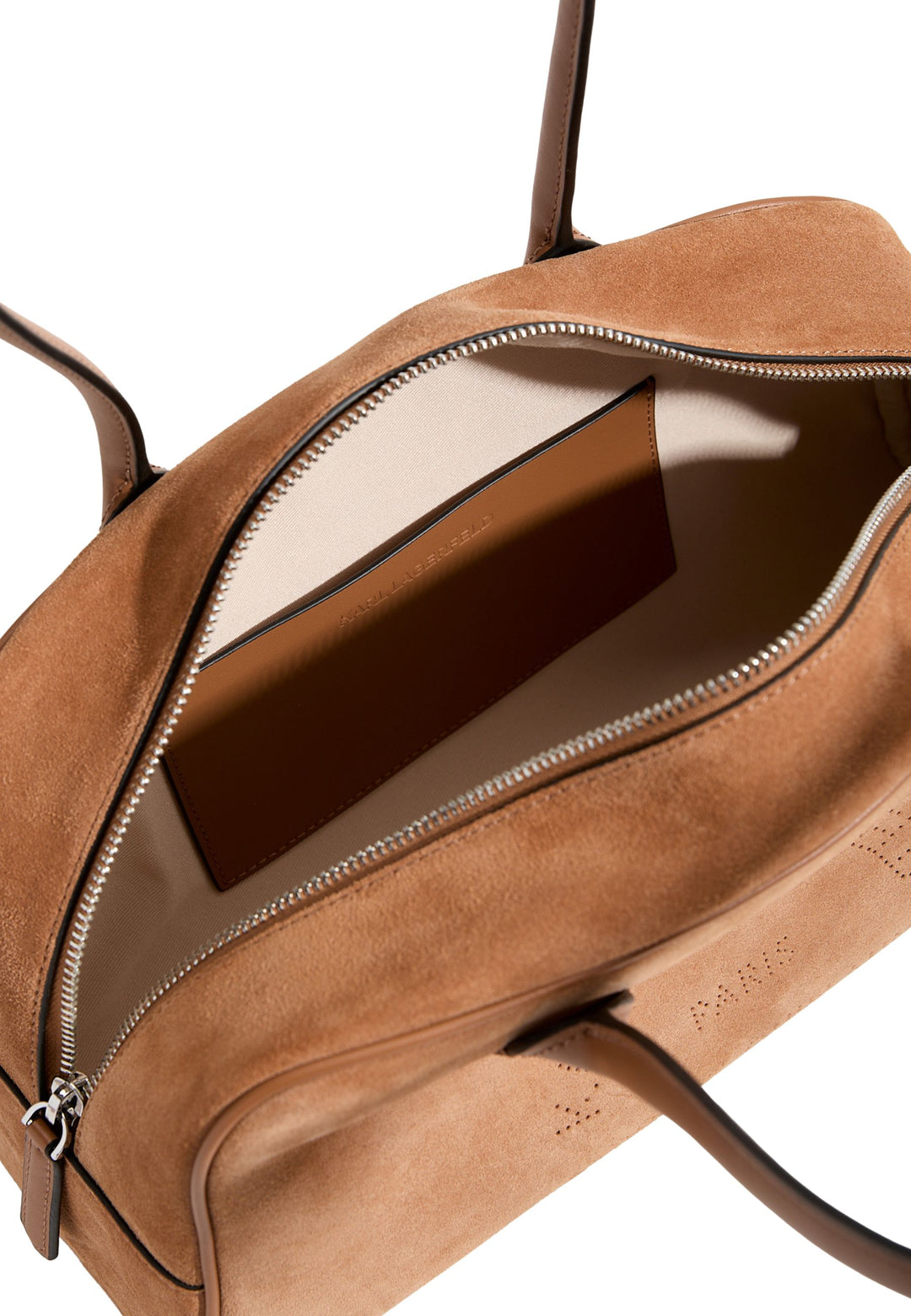 Karl Lagerfeld Sac Bandoulière Zippé Daim Caramel