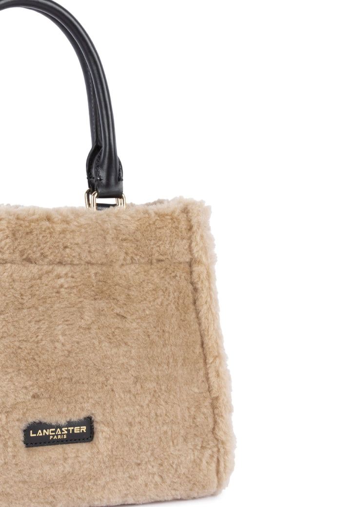 Lancaster Sac cabas main Zippé Mini Moumoute 518-055 Beige - Noir