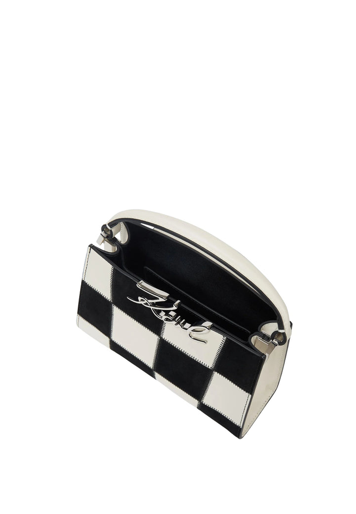 Karl Lagerfeld Sac Bandoulière Signature Damier Cuir Noir & Blanc