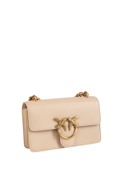 Pinko Love One Mini Flap Bag Dc Vitello Seta Beige A0F1C50Q
