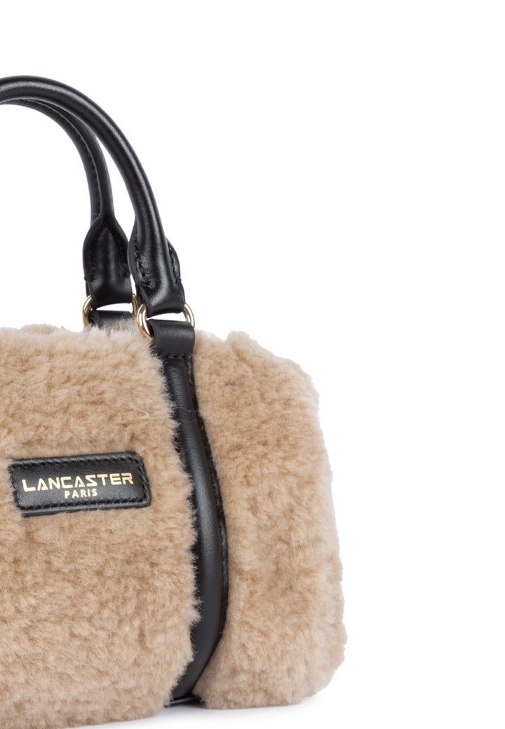 Lancaster Zipped Shearling Duffle Bag 518-053 Beige - Black