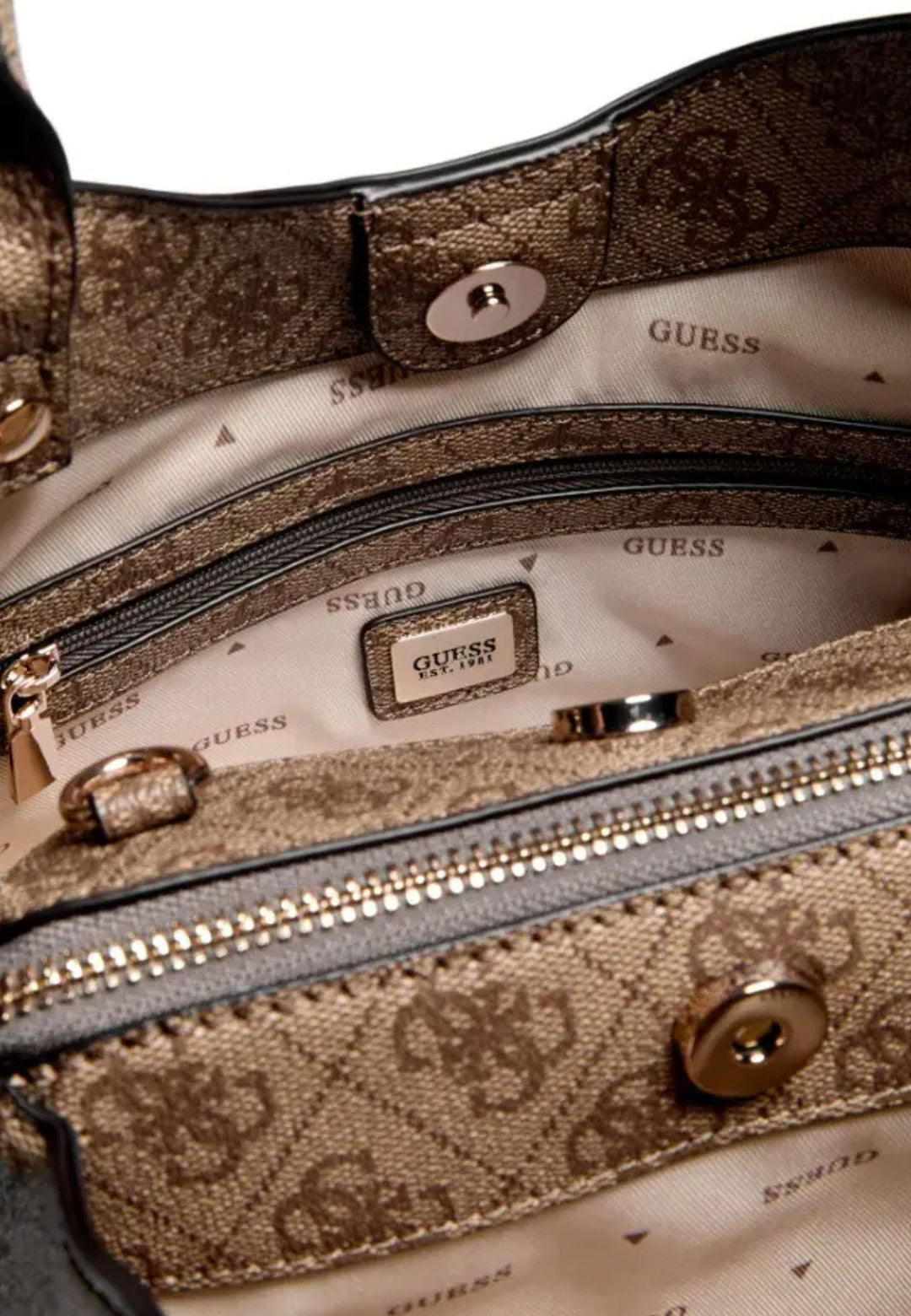 Guess Iepirkumu soma Lorella Petit Monogramme Latte Logo