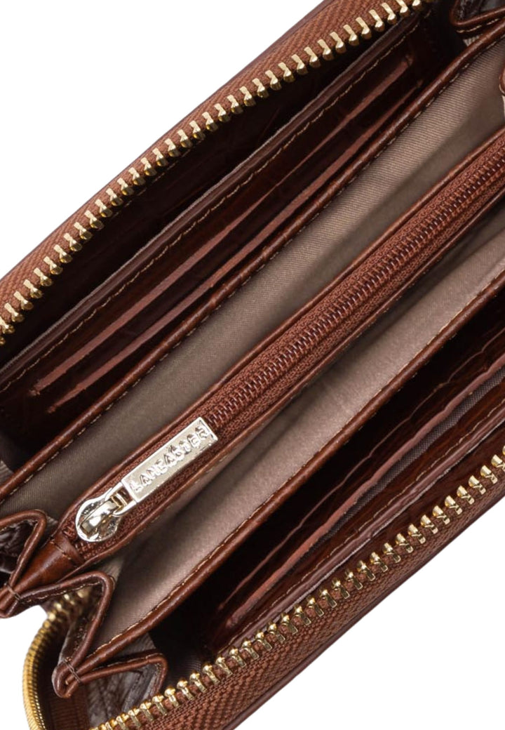 Lancaster zip-around wallet Exotic Croco 124-12 Chestnut