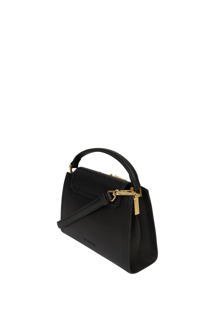 Karl Lagerfeld Sac Bandoulière Signature Mini Cuir Noir & Or