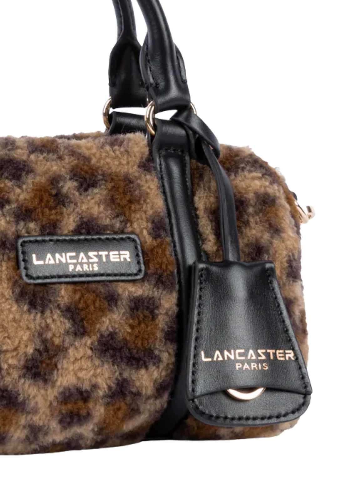Lancaster Borsa a cilindro con zip Moumoute 518-053 Nero - Leopardo