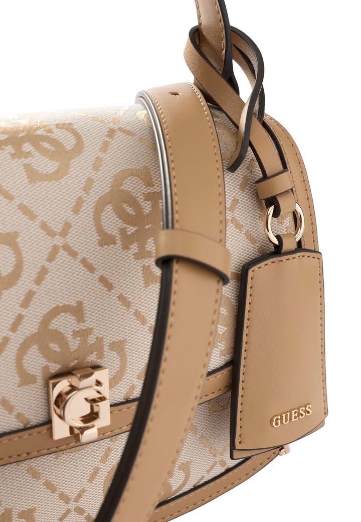 Guess Taška s klopnou Audrey Monogramme béžové logo