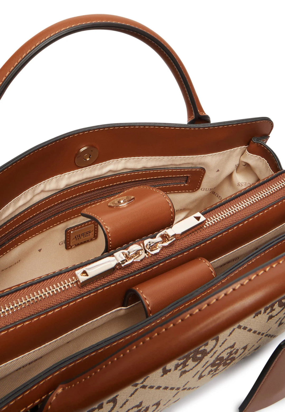 Guess Borsa a mano Audrey Petit Monogramme Logo Latte