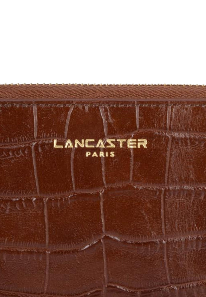Lancaster zip-around wallet Exotic Croco 124-12 Chestnut