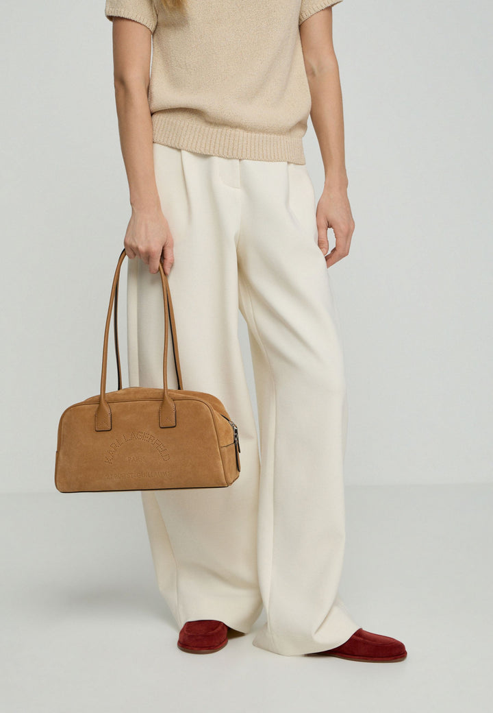 Karl Lagerfeld Sac Bandoulière Zippé Daim Caramel