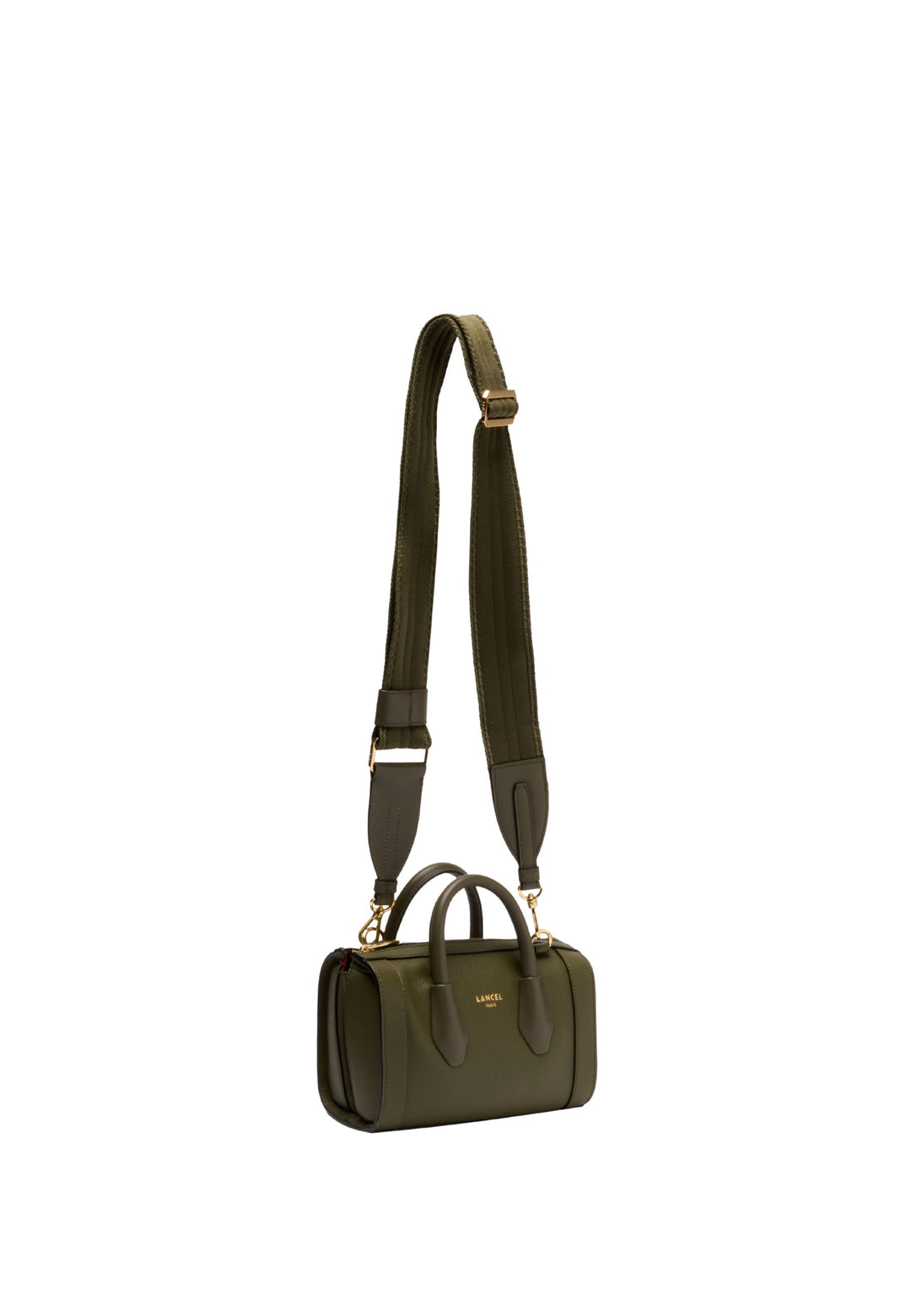 Lancel BCBG Mini Bowling Bag Leather Khaki