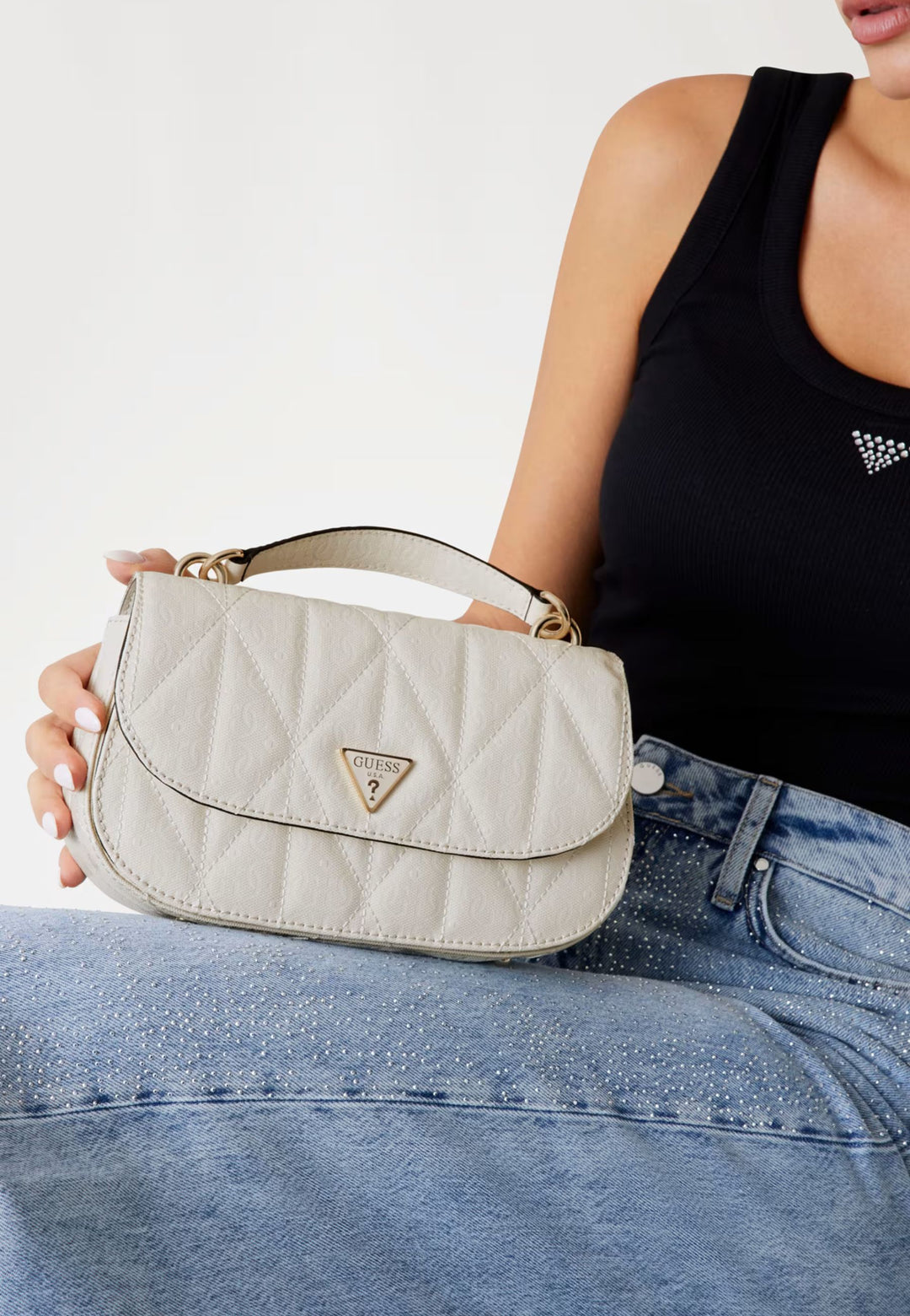 Guess Sac Bandoulière Betula Satchel Off White