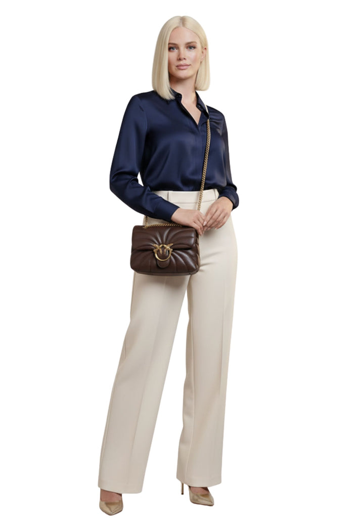 Pinko Love Puff Mini Flap Bag in Sheepskin Nappa Brown A1EXL74Q