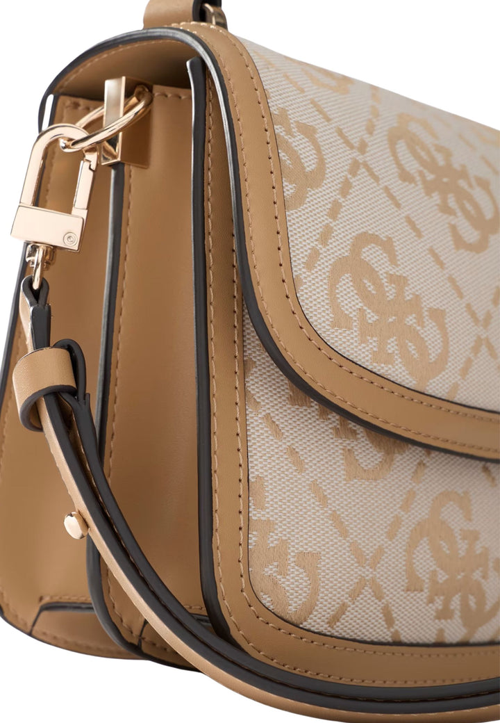 Guess Taška s klopnou Audrey Monogramme béžové logo