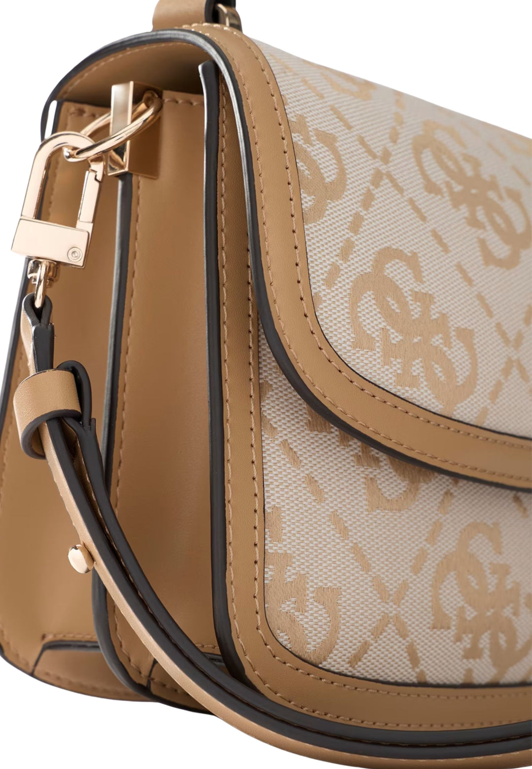 Guess Taška s klopnou Audrey Monogramme béžové logo