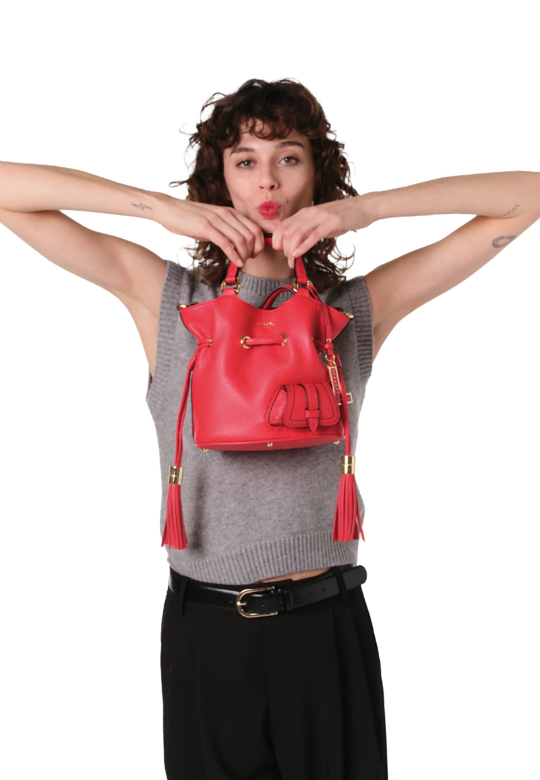 Lancel Premier Flirt S Red Kiss Bucket Bag