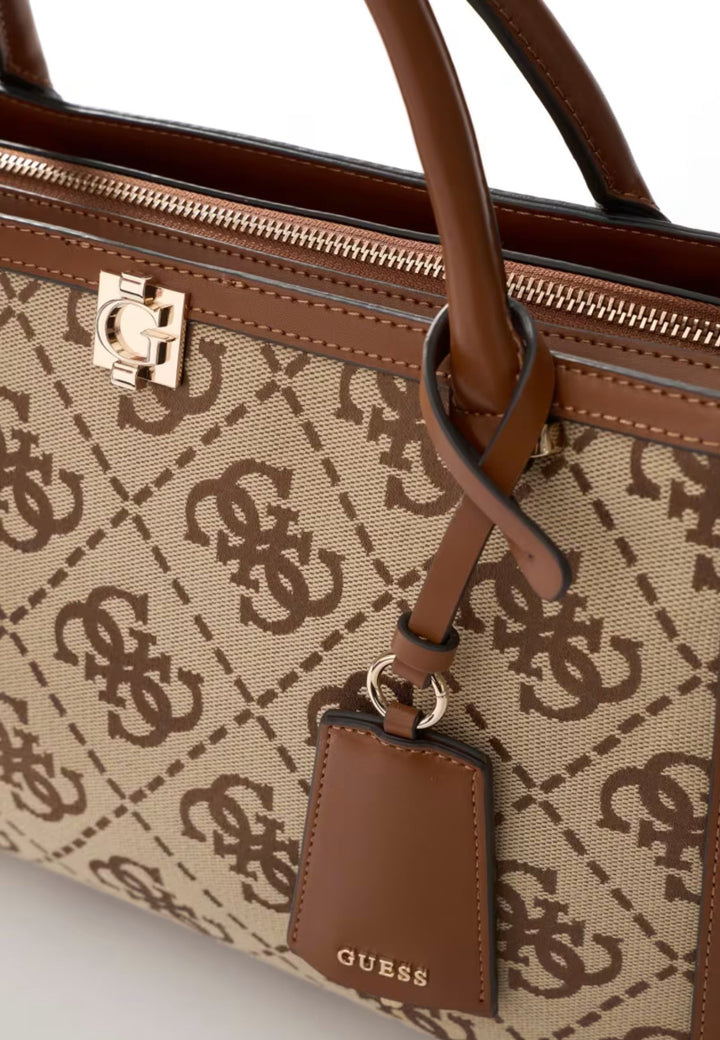 Mala de mão Guess Audrey Monogramme Logótipo Latte