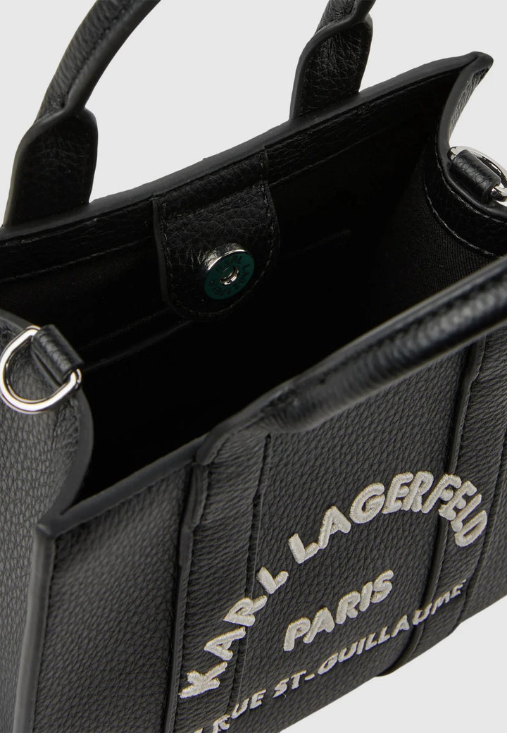 Karl Lagerfeld Cabas Carré Mini Grainé Blanc & Noir