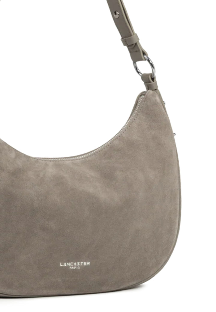 Lancaster Sac besace Zippé L Suède 480-082 Galet Fonce