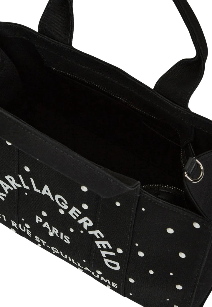 Karl Lagerfeld Cabas Carré Perles Coton Noir