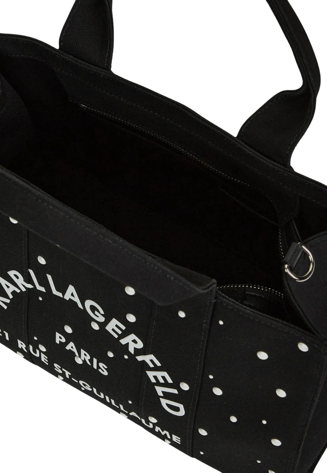 Karl Lagerfeld Cabas Carré Perles Coton Noir