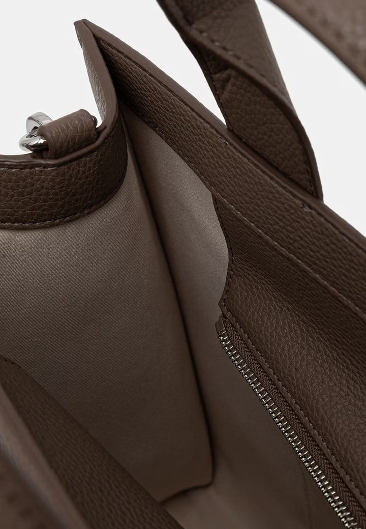 Karl Lagerfeld Grained Square Tote Taupe