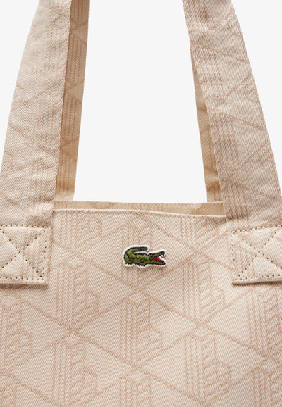 Lacoste XL Shoppingväska Summer Pack NU4994PB Mono Jaquard Vit