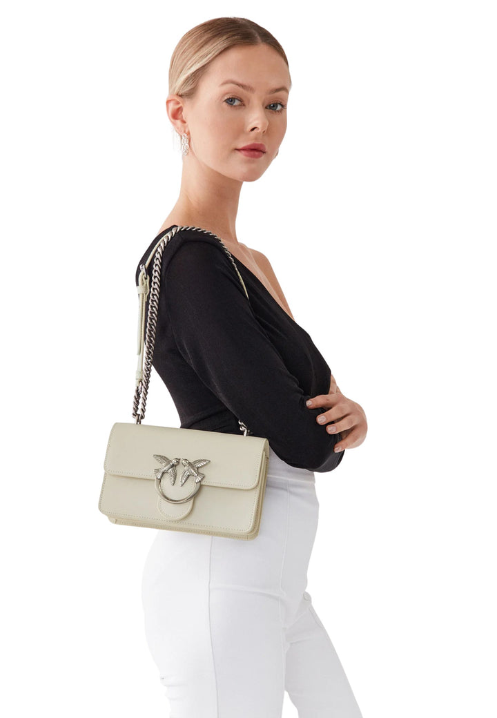 Pinko Tas Klep Love One Mini Dc Vitello Seta Wit A0F1Z14O