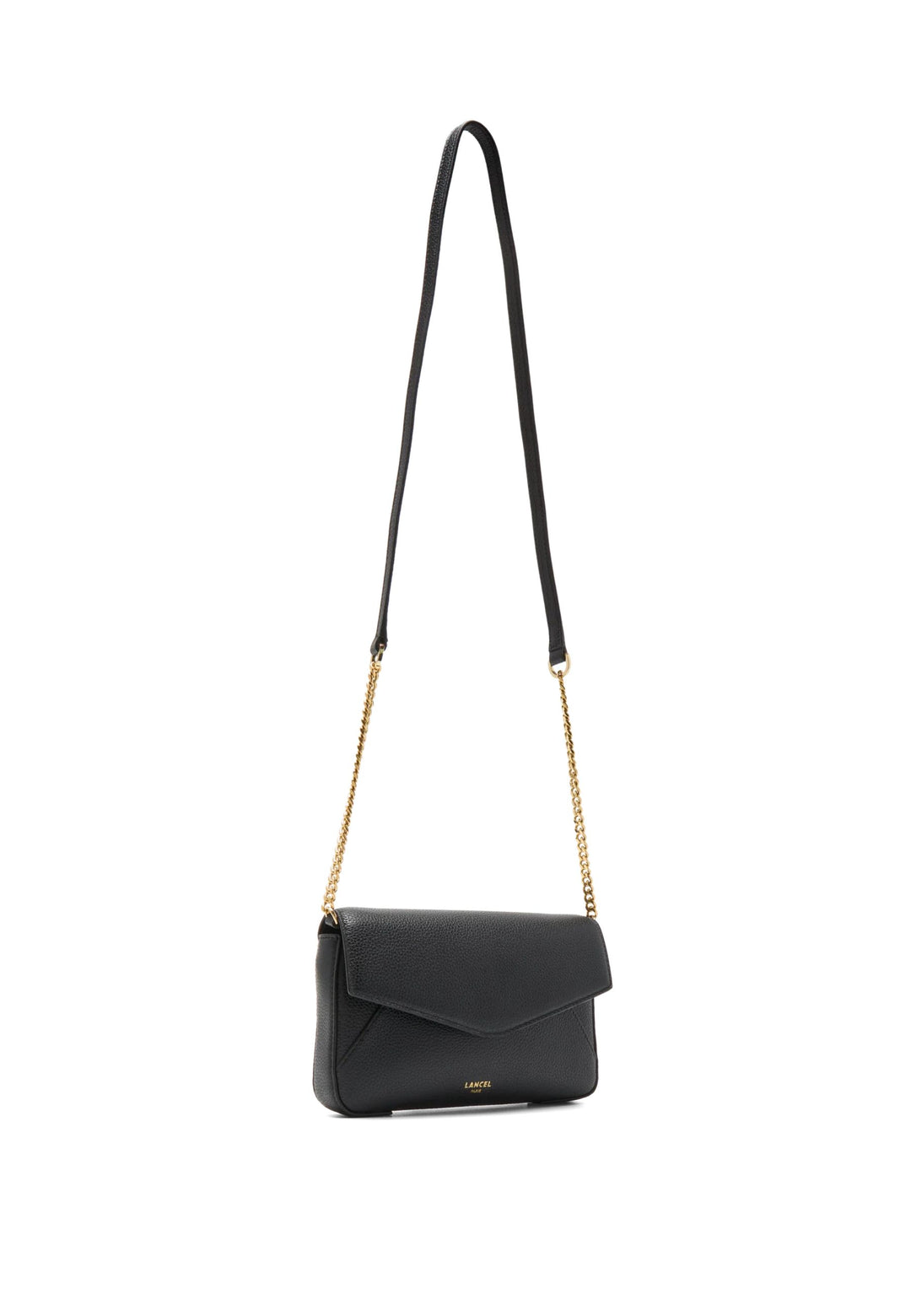 Lancel Enveloppe Pochette Chaîne Porte-Cartes Amovible Cuir Noir
