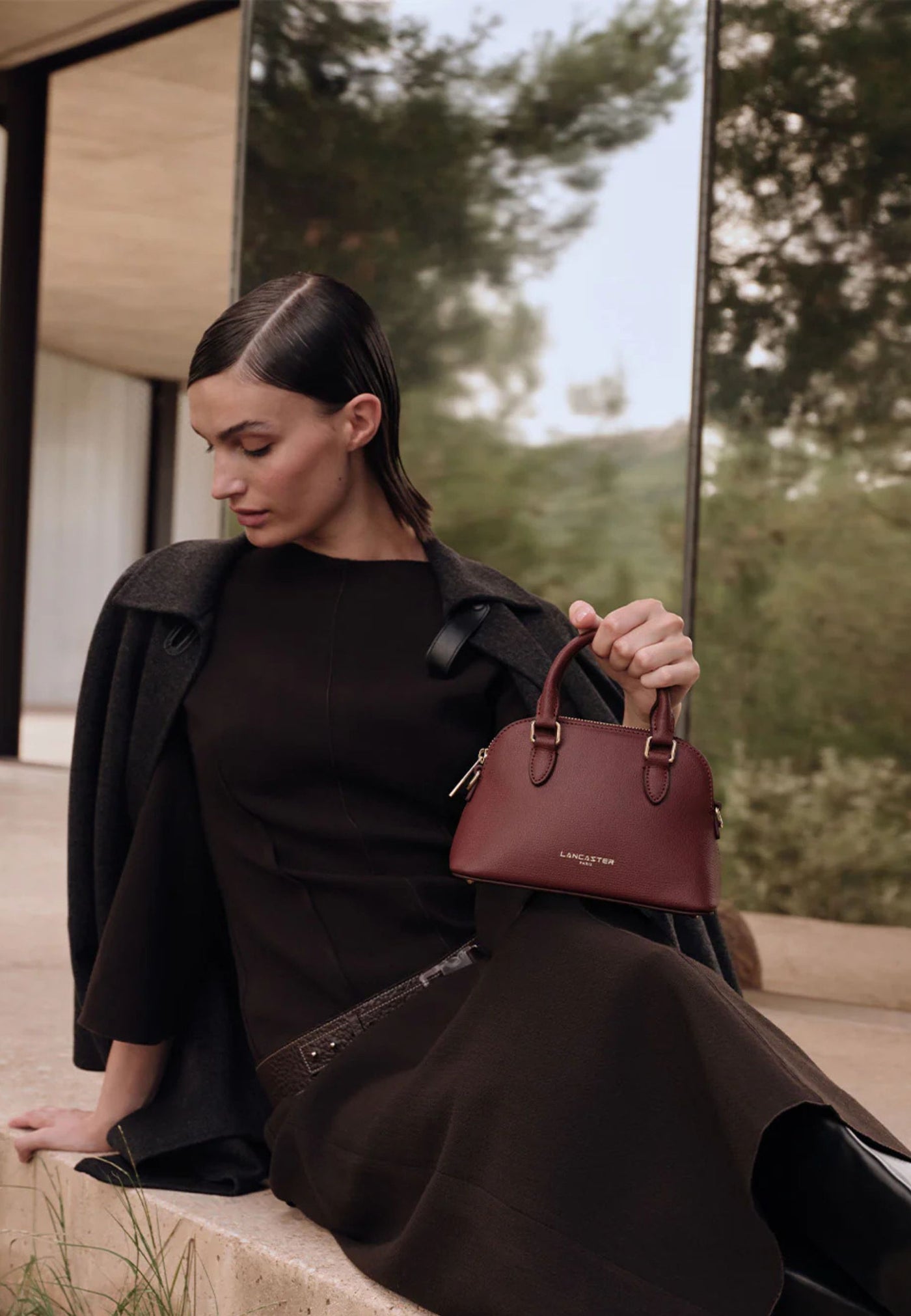 Lancaster Sac demi lune Zippé S Sierra Jia 538-001 Bordeaux