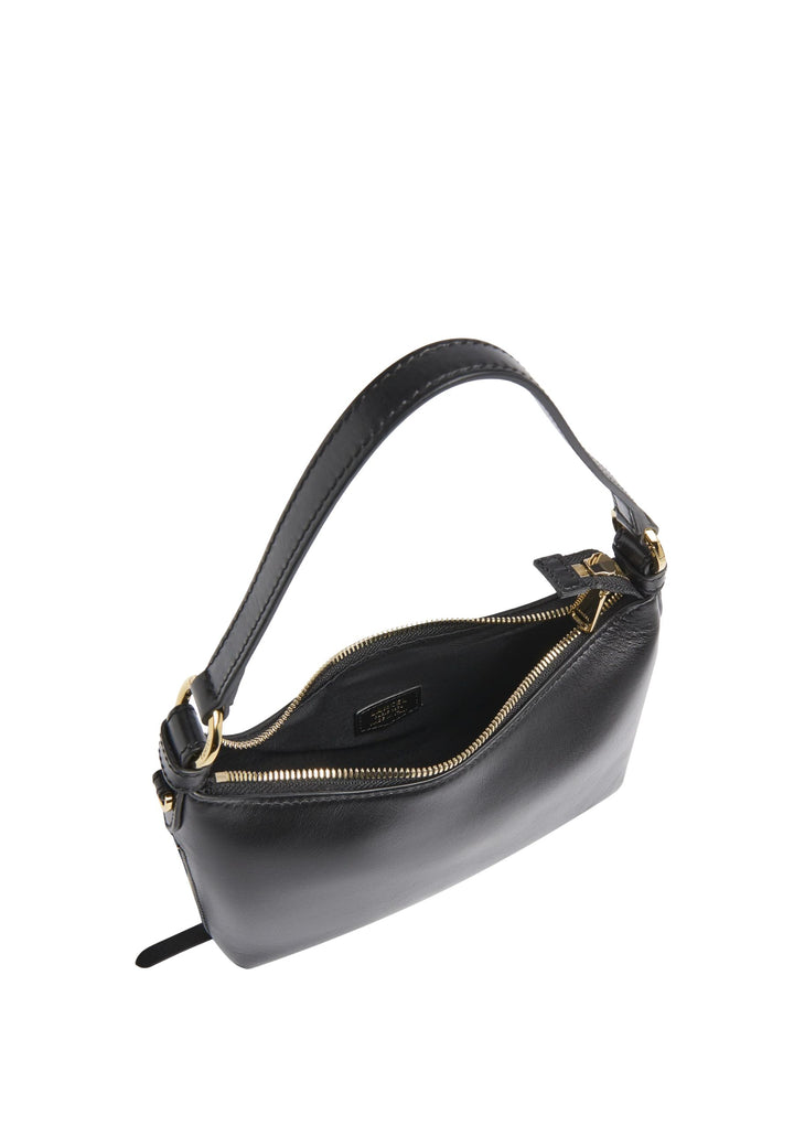 Lancel Origami Baby Hobo Bag Zippered Leather Black