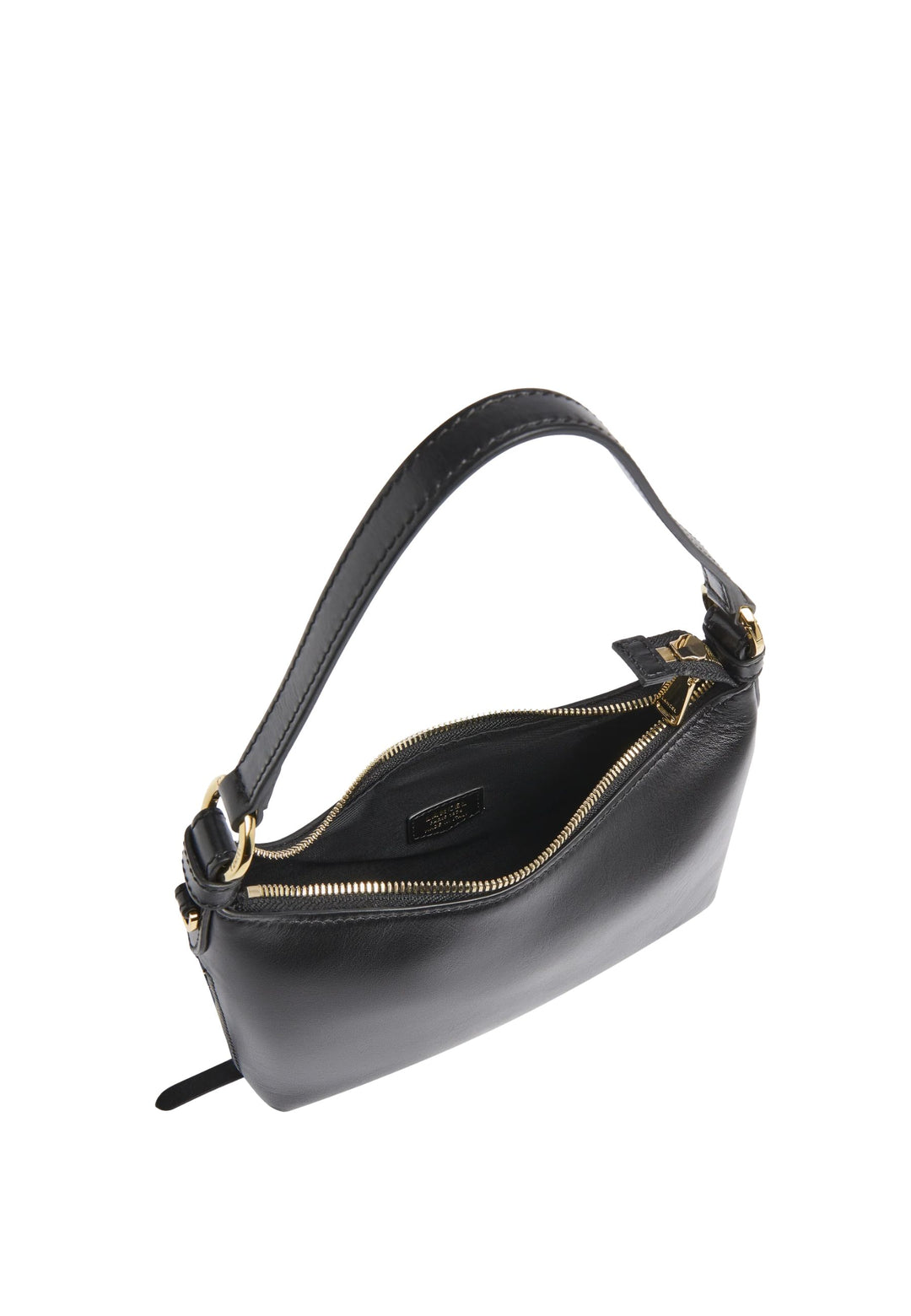 Lancel Origami Baby Hobo Bag Zippered Leather Black