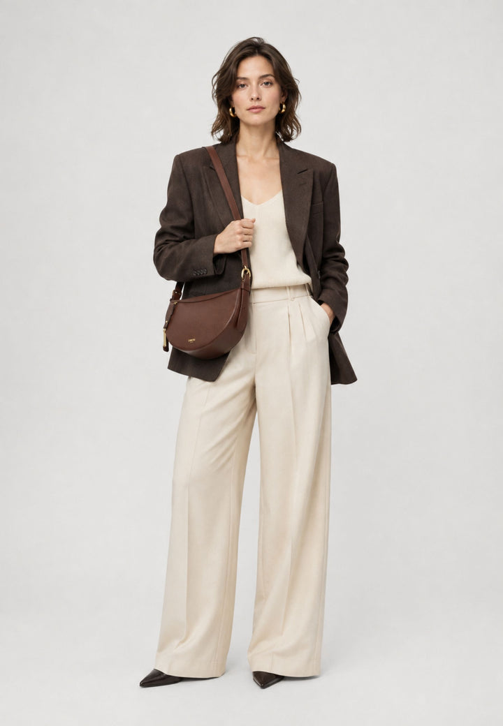 Lancel Faubourg Demi-Lune Sac Bandoulière Noix De Coco