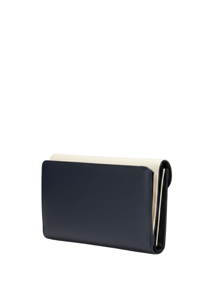 Lancaster Rugzak met klep en drukknoop Smooth 137-04 Donkerblauw - Ecru