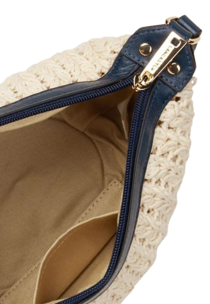 Lancaster Small Woven Cotton and Leather Crossbody Bag