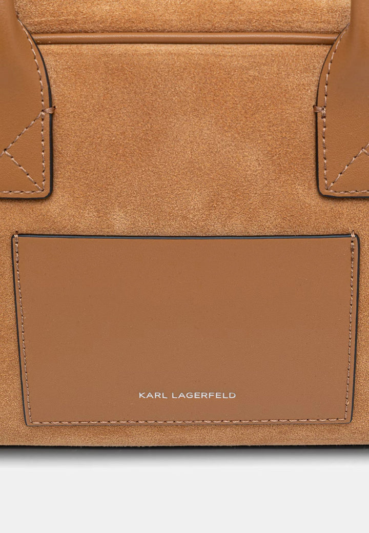 Karl Lagerfeld Sac Bandoulière Zippé Daim Caramel