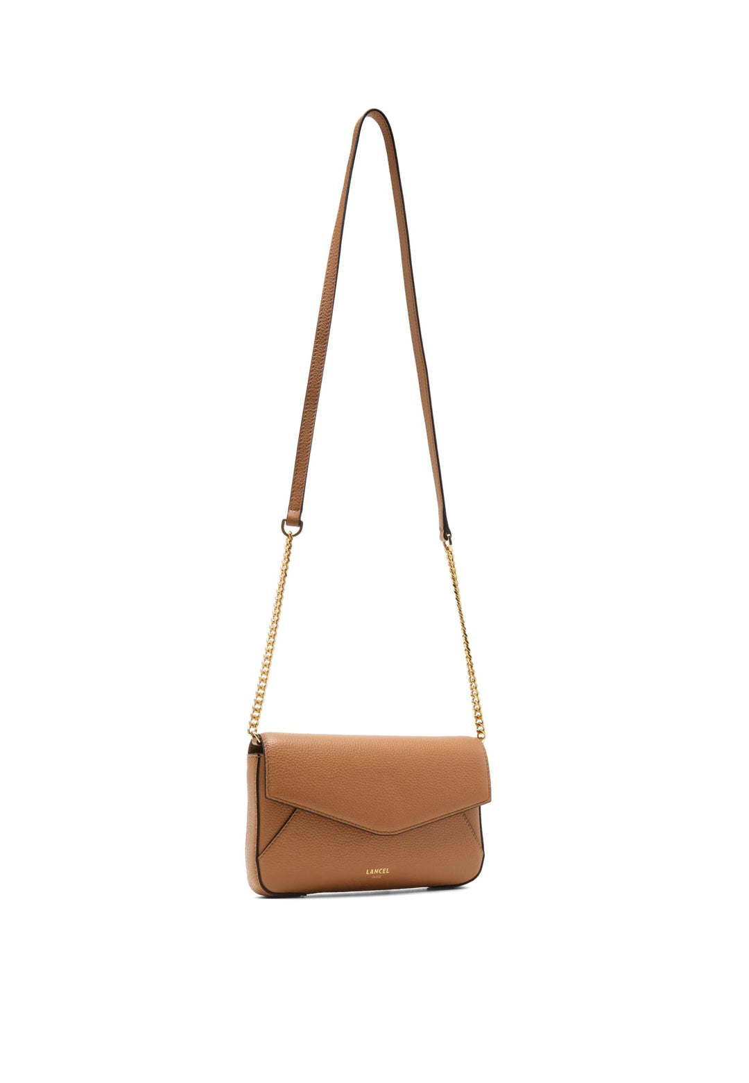 Lancel Enveloppe Pochette Chaîne Porte-Cartes Amovible Cuir Camel