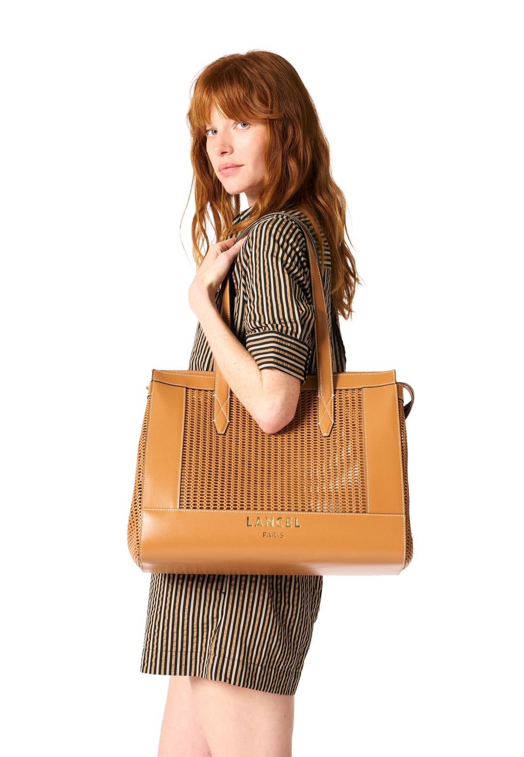 Lancel Cabas L Jour Animation Ajouree Camel Femme