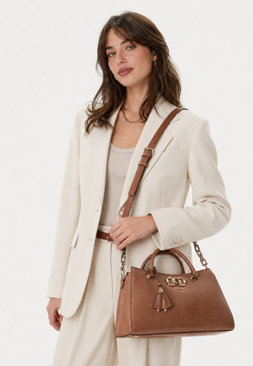 Guess Crossbody Bag Anadela 3 Comp Satch Cognac
