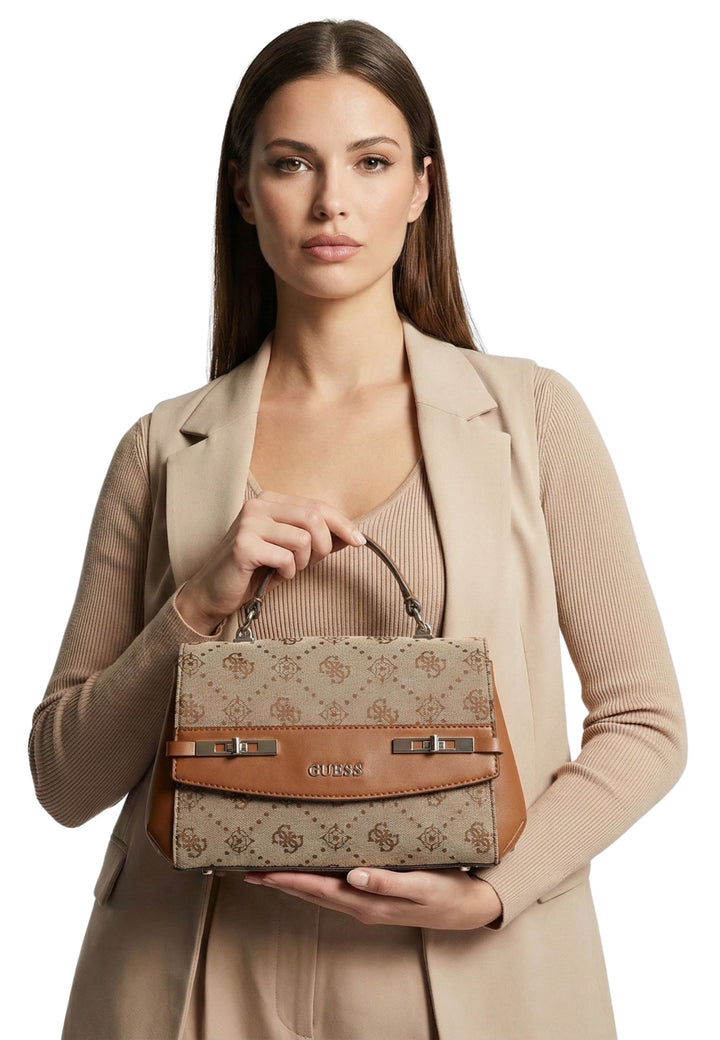 Guess Shoulder Bag Melinda Logo Tri Com Latte Logo JP990220
